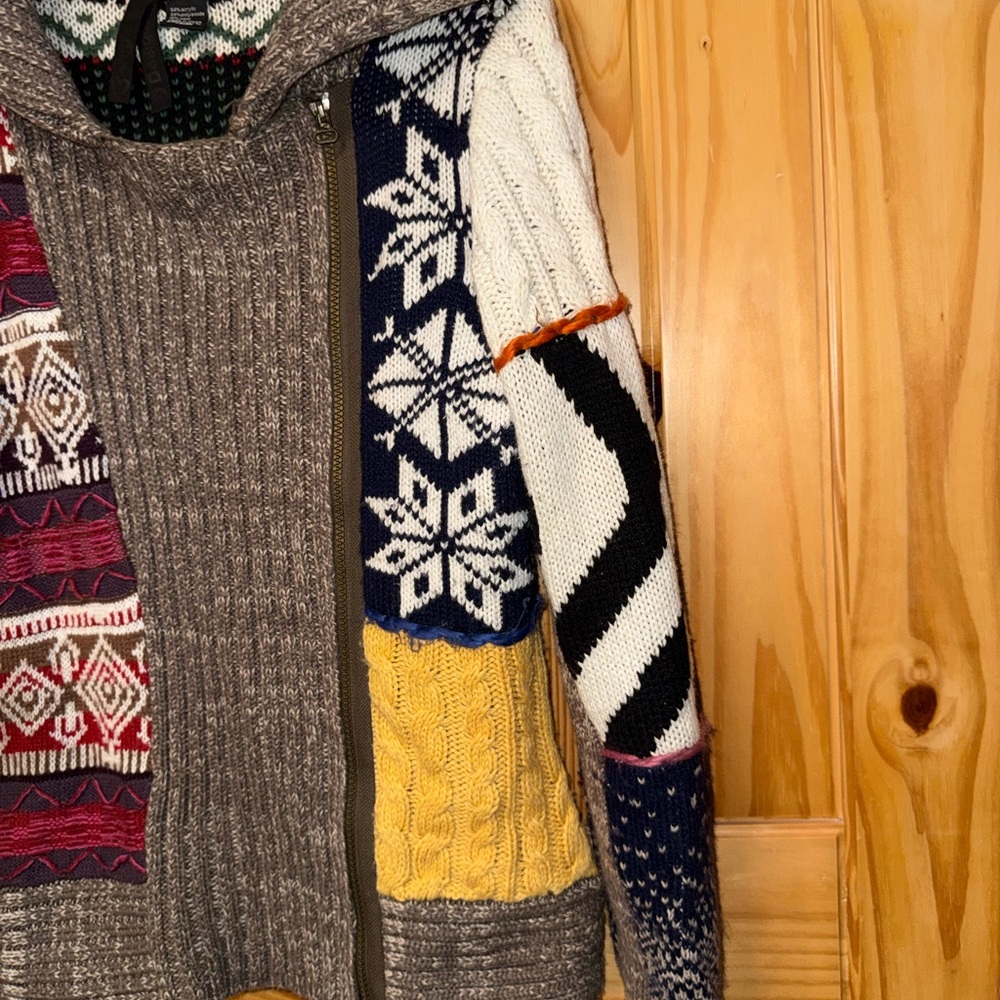 Desigual Multicolor Patchwork Cable-Knit Sweater Jacket - Picture 5 of 6